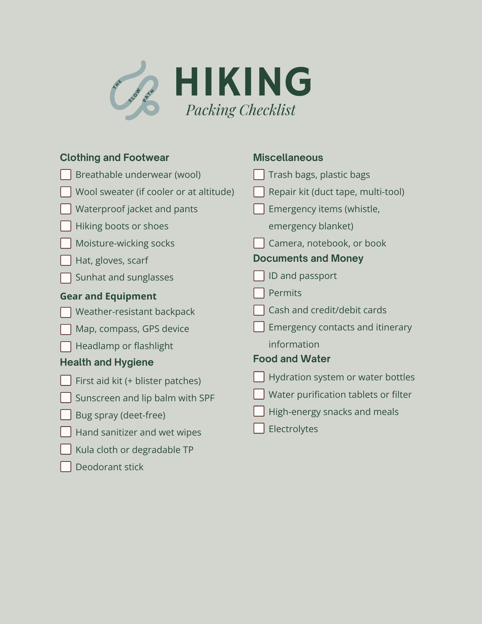 Essential Hiking Packing List