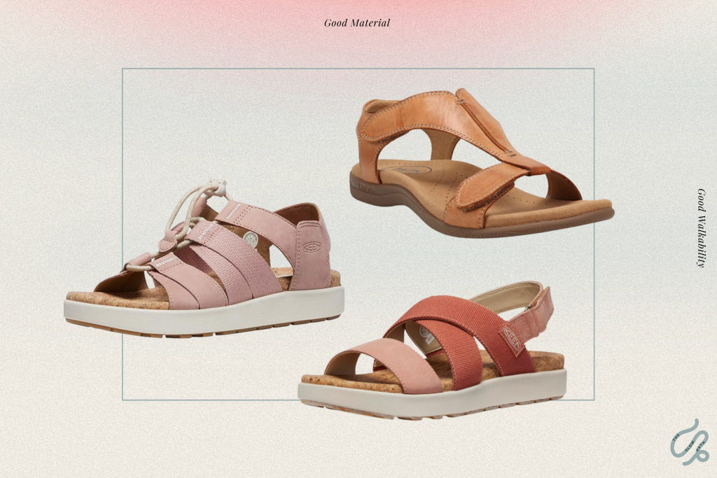 A collage of three top-rated walking sandals, each offering excellent material quality and superior walkability for all-day comfort.